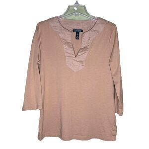 Lauren Ralph Lauren womens Top size Large cotton brown casual pullover